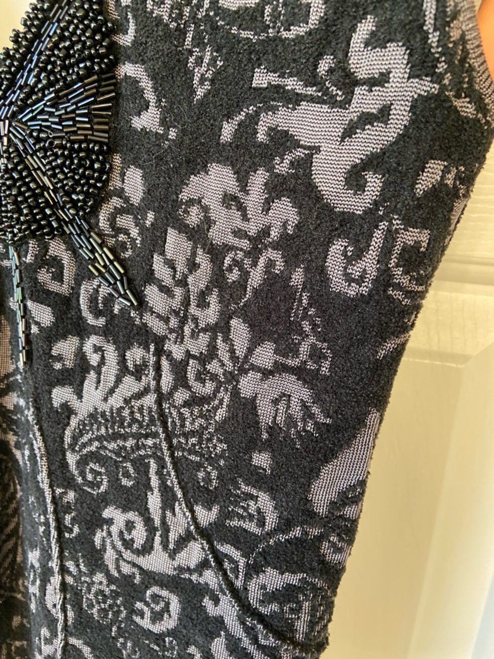 Free People Black and Grey Starstruck Woven Beaded Bodycon Dress Sz Medium - Picture 7 of 15